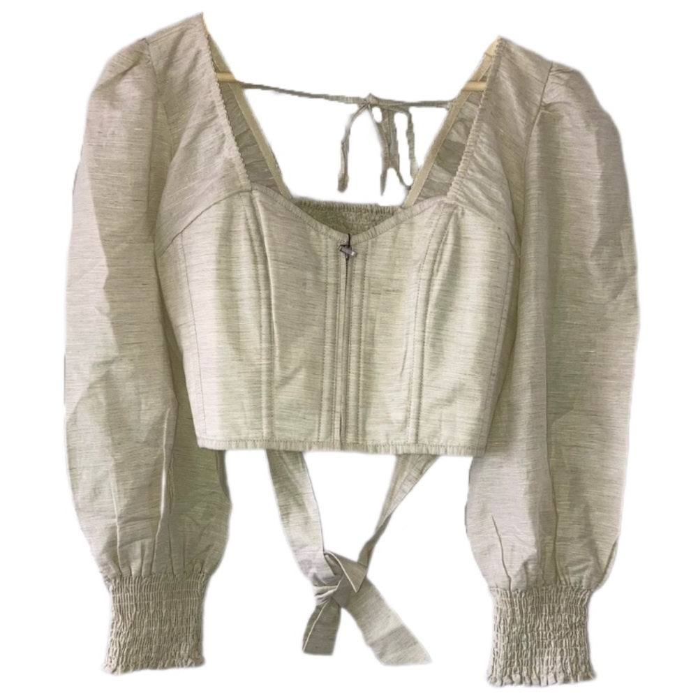 Corset Story Linen Cropped Corset Top w/ Elasticated Back